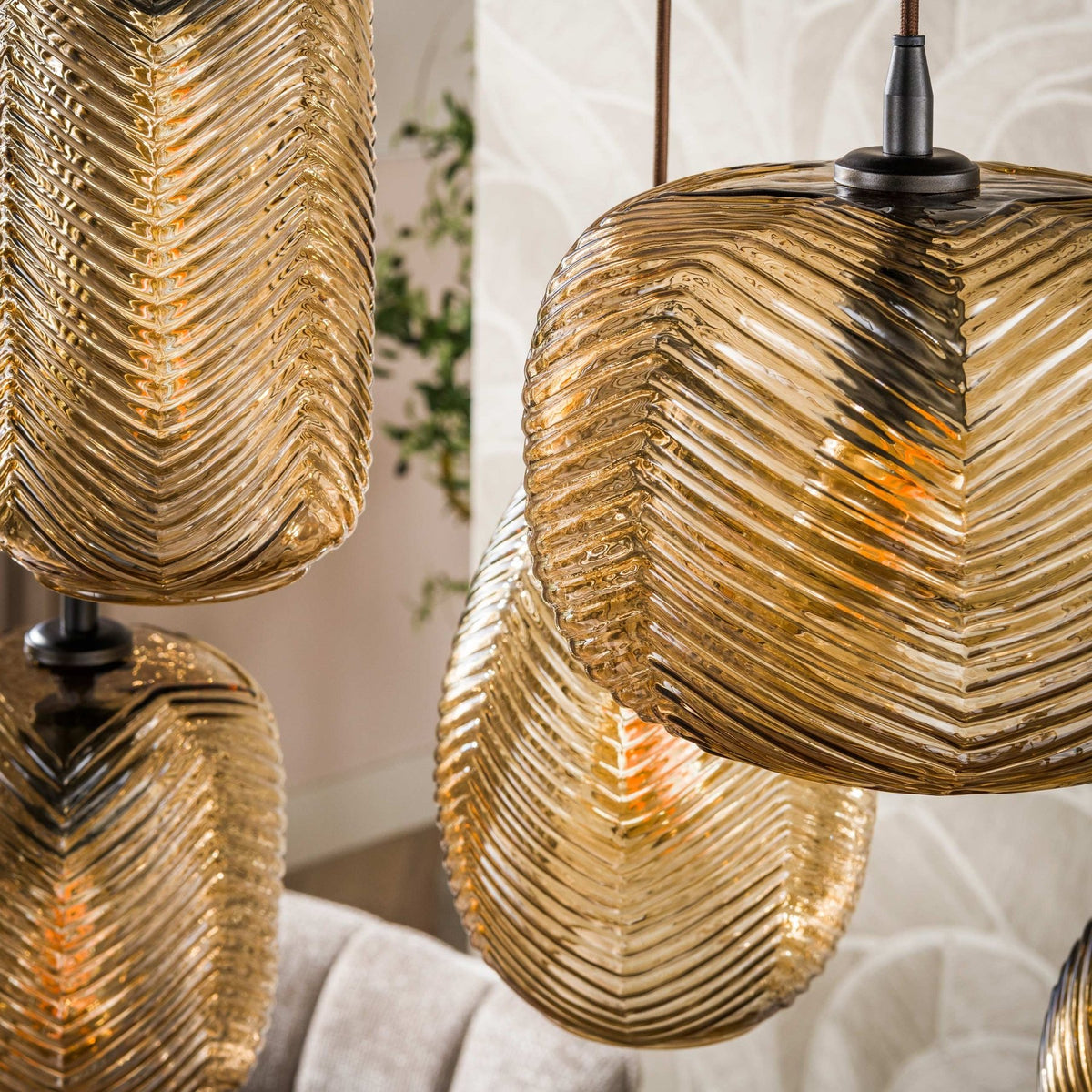 Hanging lamps - Hanging lamp 7 - light brown relief glass Chen - Dimehouse