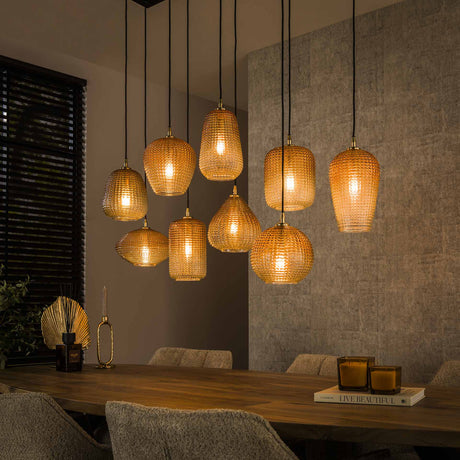 Hanging lamps - Glass hanging lamp Feline 9L amber - Dimehouse