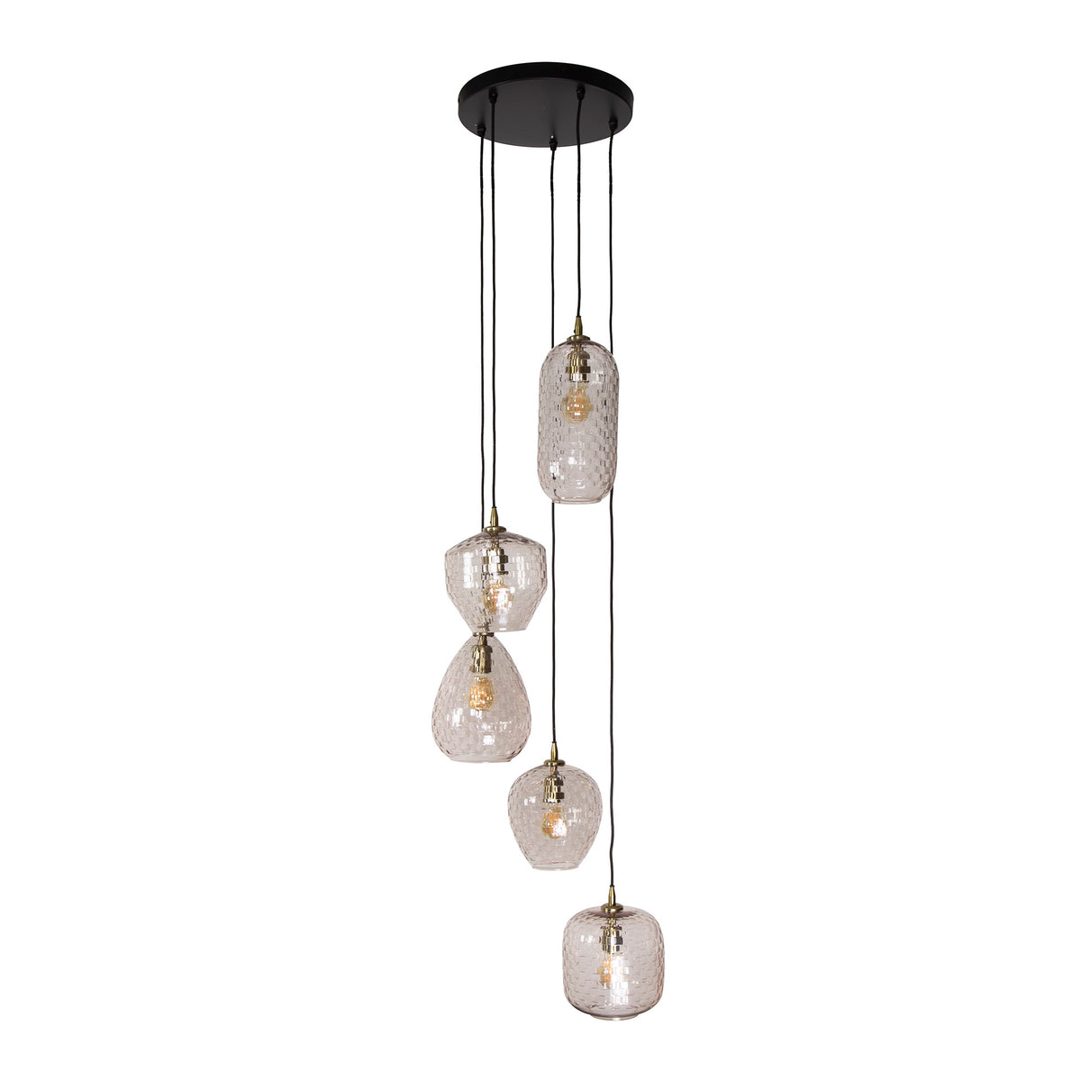 Hanging lamps - Glass hanging lamp Feline 5L stepped - Dimehouse