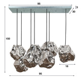 Hanging lamp Rocks DH Interior Chromed LxWxH 104x55x36 Glass White photo size indication