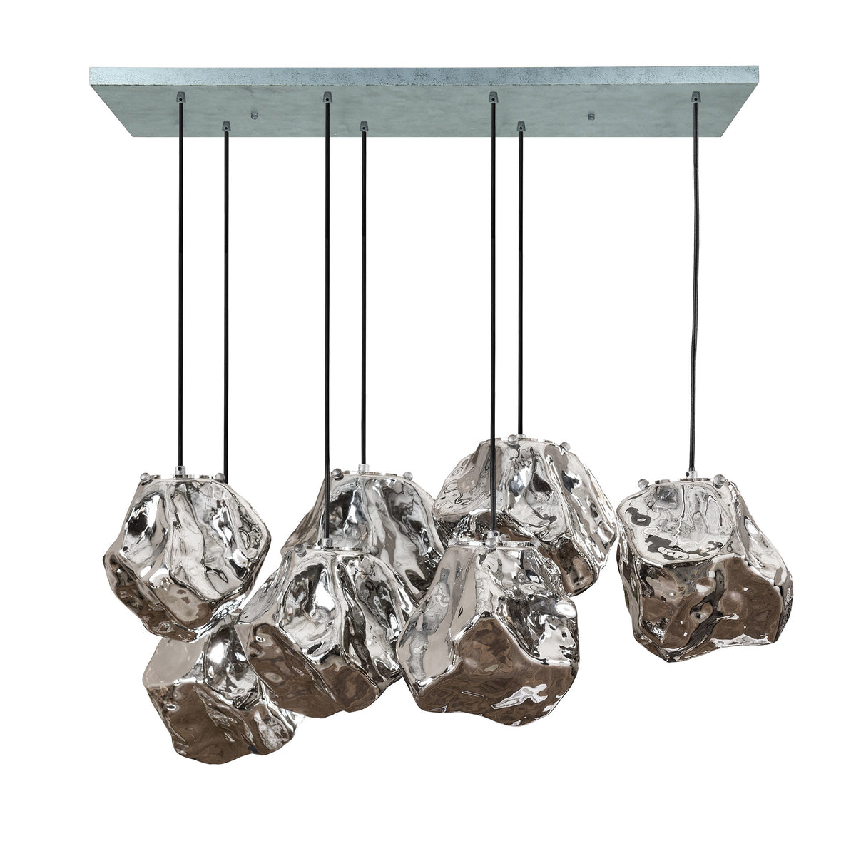 Hanging lamp Rocks DH Interior Chromed LxWxH 104x55x36 Glass White photo front view