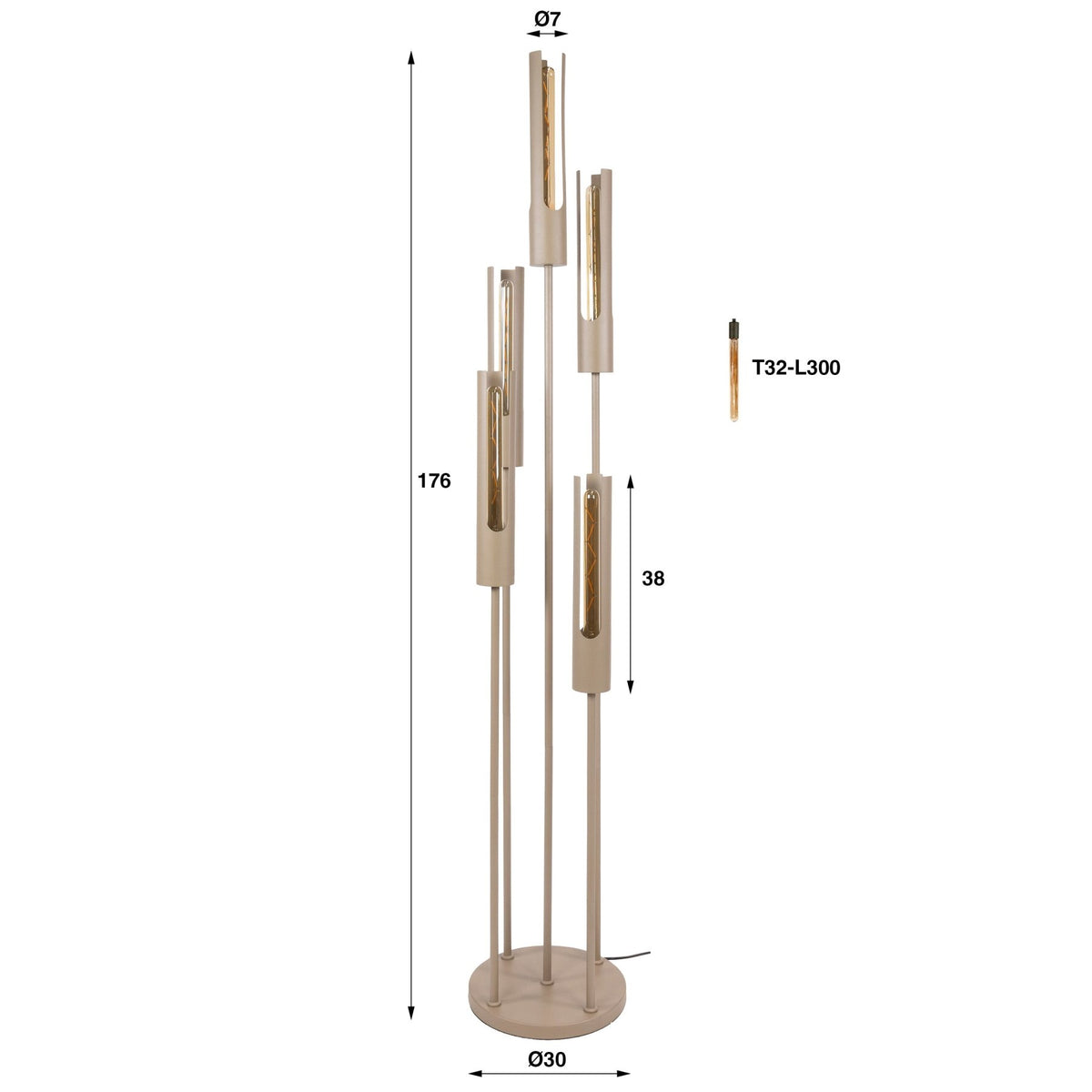 Floor lamp - Floor lamp Judy 5 - slightly stepped beige - Dimehouse