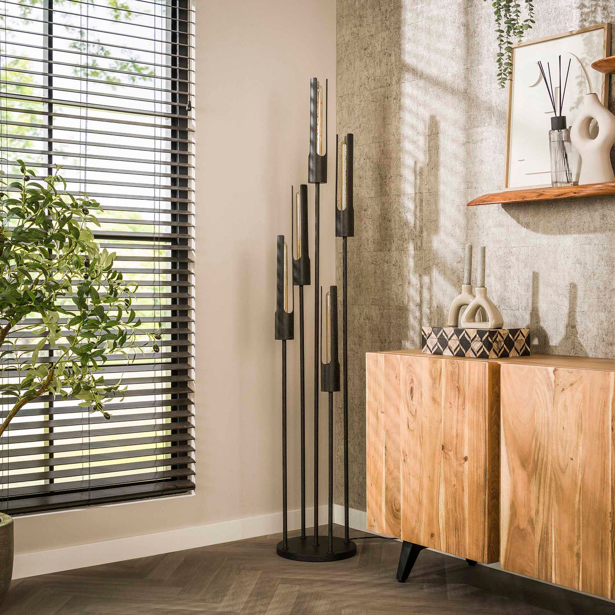 Floor lamps - Floor lamp Judy 5 - light stepped black - Dimehouse