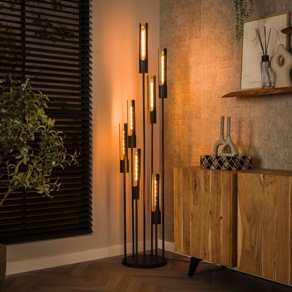 Floor lamps - Floor lamp Judy 7 - light stepped black - Dimehouse