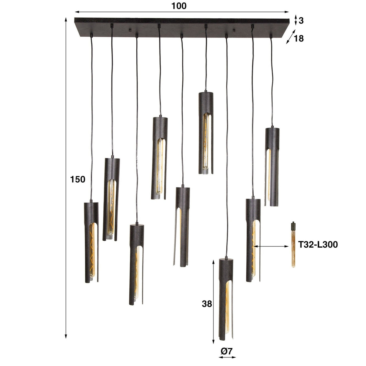 Hanging lamps - Hanging lamp Judy 9 - light black - Dimehouse