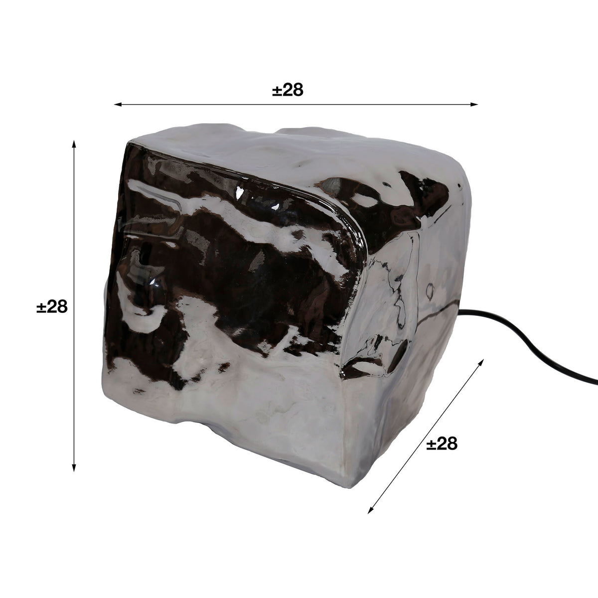 Table lamp Rocks DH Interior Chromed LxWxH 44x34x34 Glass White photo size indication