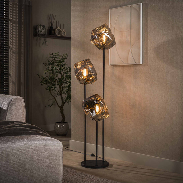 Floor lamp - Floor lamp 3 - light stepped chrome glass Rocks - Dimehouse