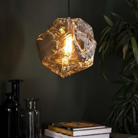 Hanging lamp Rocks DH Interior Chromed LxWxH 45x34x34 Glass Atmospheric photo diagonal front view