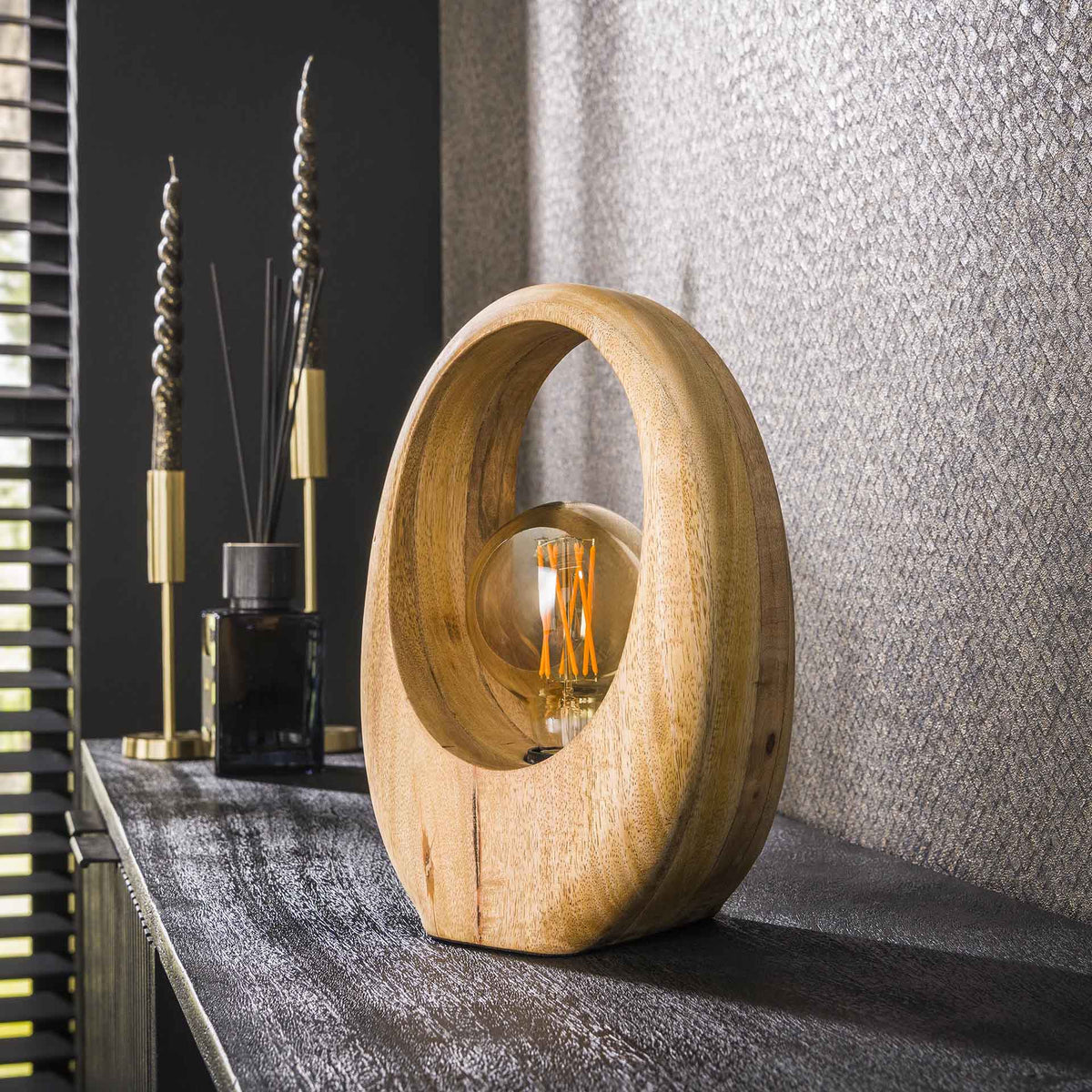 Table lamps - Organic table lamp Brenn Mango wood 30cm - Dimehouse