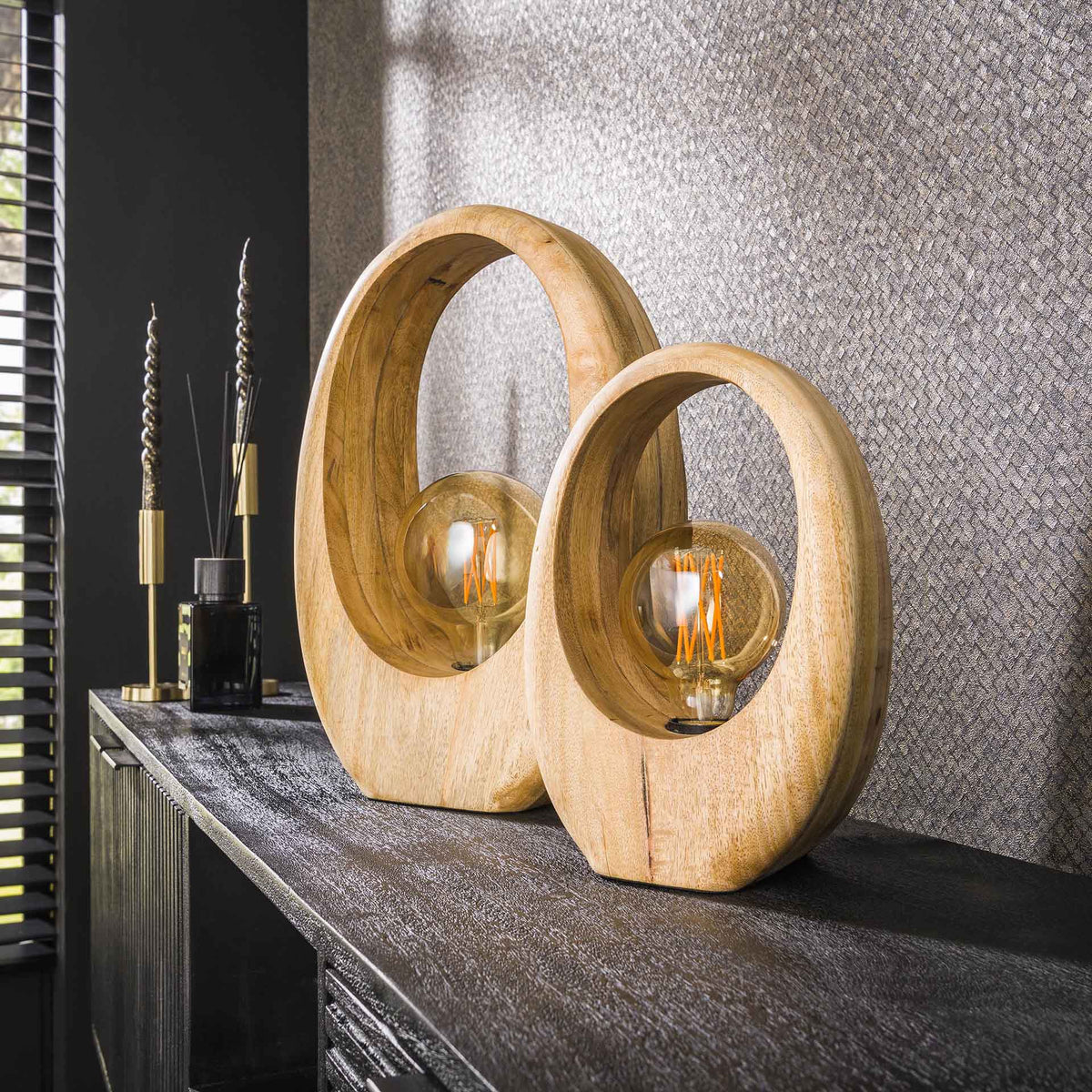 Table lamps - Organic table lamp Brenn Mango wood 30cm - Dimehouse