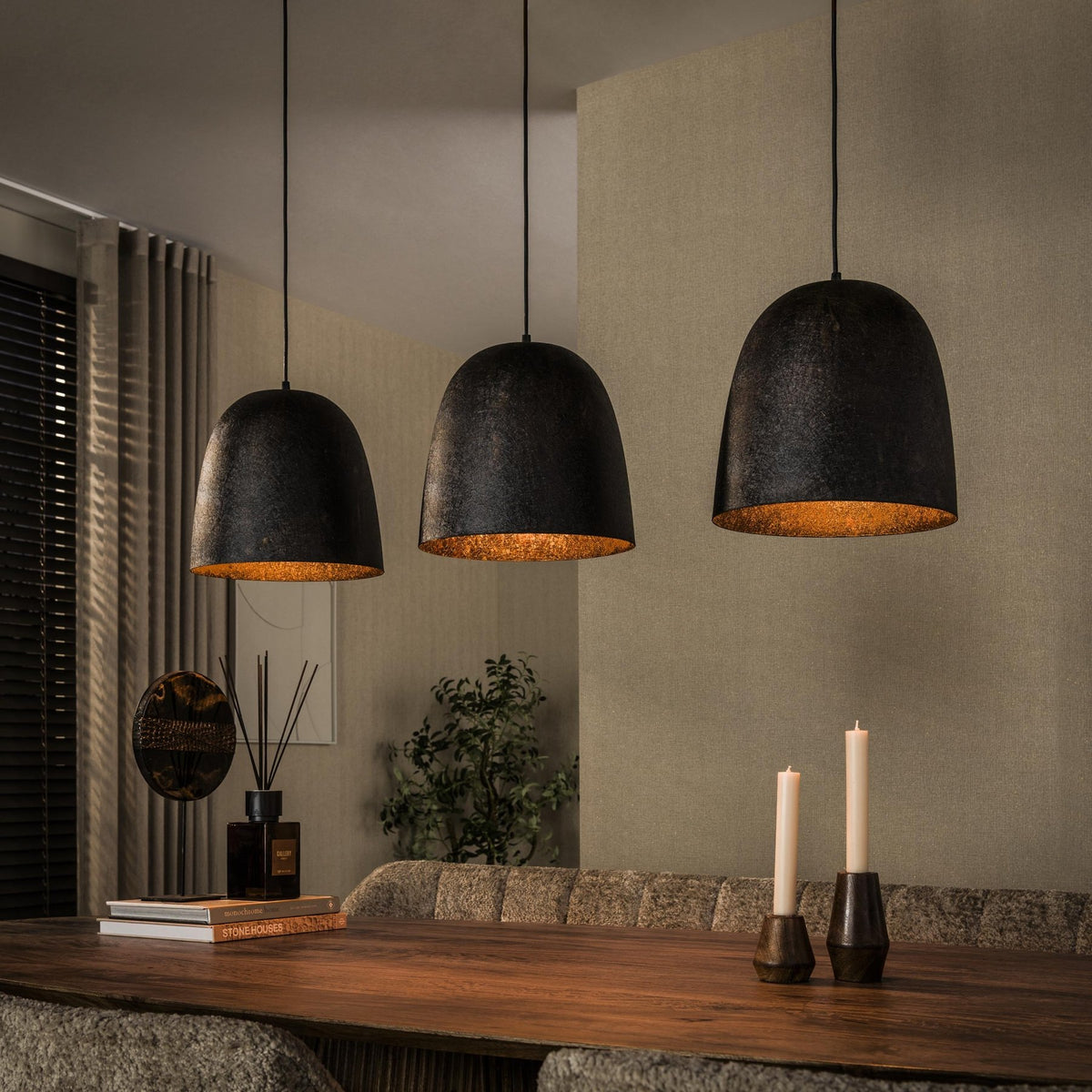 Hanging lamp-Hanging lamp Nova 3-light Smoked Brown metal-Dimehouse