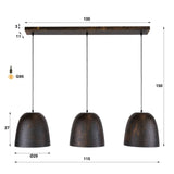 Hanging lamp-Hanging lamp Nova 3-light Smoked Brown metal-Dimehouse