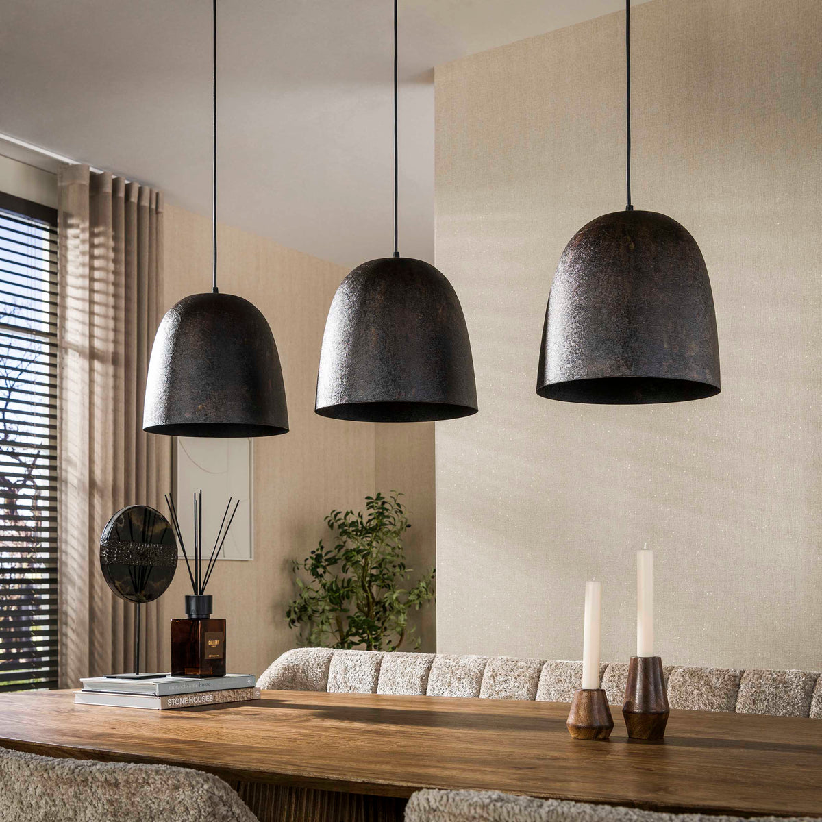Hanging lamp-Hanging lamp Nova 3-light Smoked Brown metal-Dimehouse