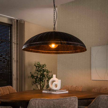 Hanging lamp-Hanging lamp Guard 1-light Ø90 cm Smoked Brown metal-Dimehouse