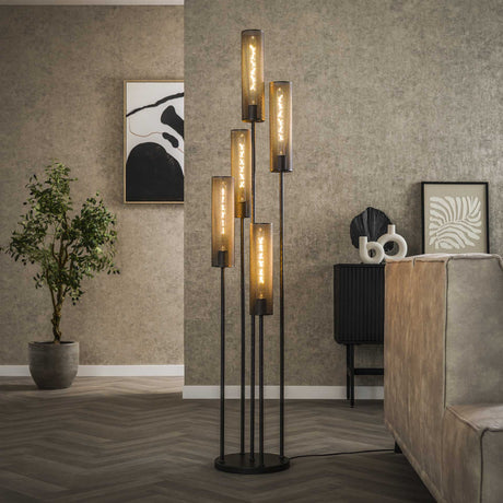 Floor lamps - Floor lamp Zavi 5 - light stepped mesh black - Dimehouse