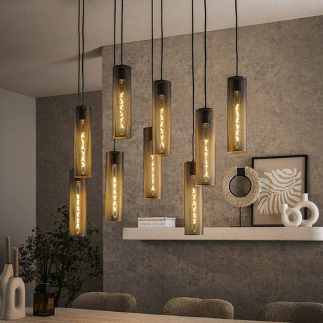 Hanging lamps - Hanging lamp Zavi 9 - light mesh black - Dimehouse