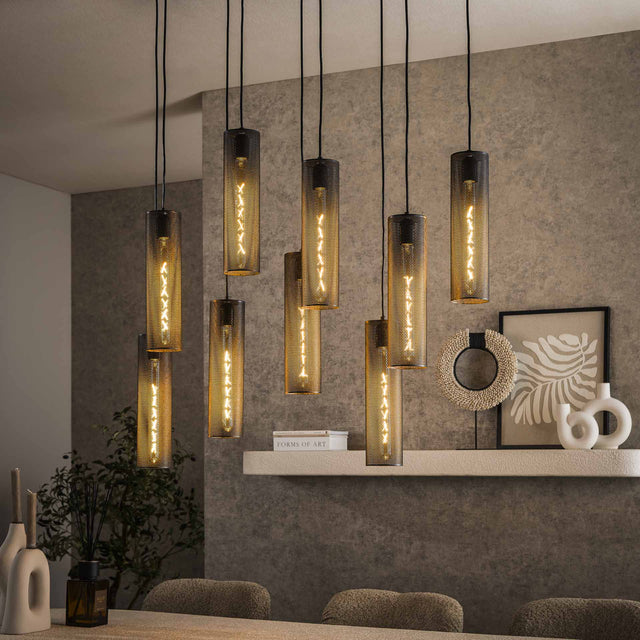 Hanging lamps - Hanging lamp Zavi 9 - light mesh black - Dimehouse