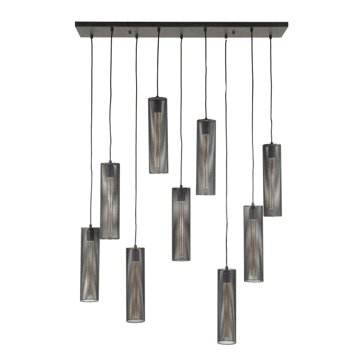 Hanging lamps - Hanging lamp Zavi 9 - light mesh black - Dimehouse