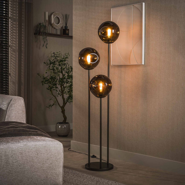 Floor lamp - Floor lamp Ada 3 - slightly stepped brown glass - Dimehouse