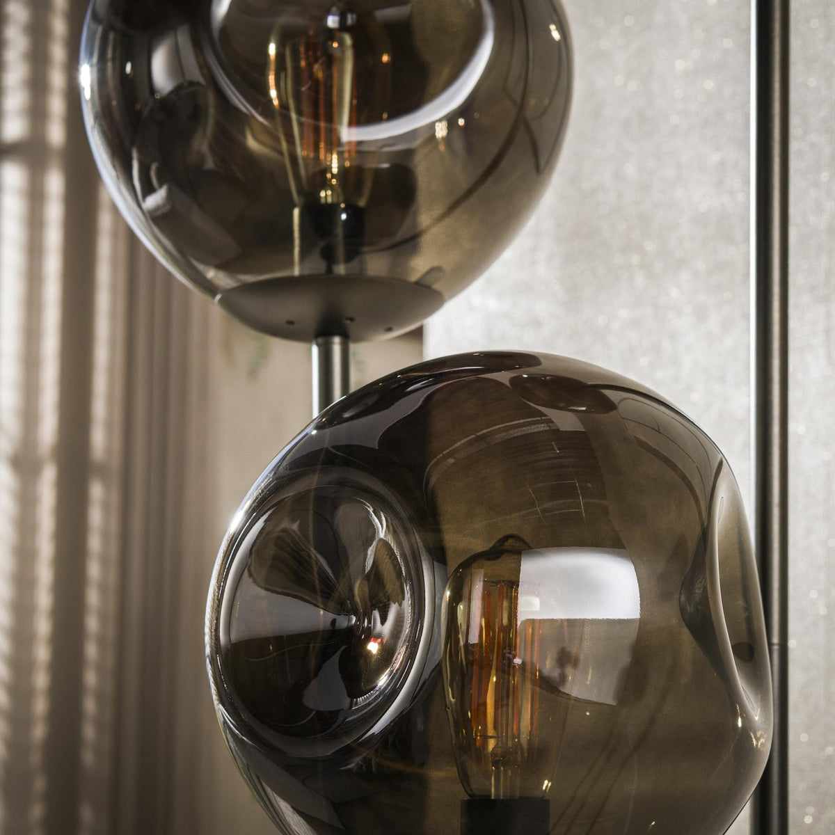 Floor lamp - Floor lamp Ada 3 - slightly stepped brown glass - Dimehouse
