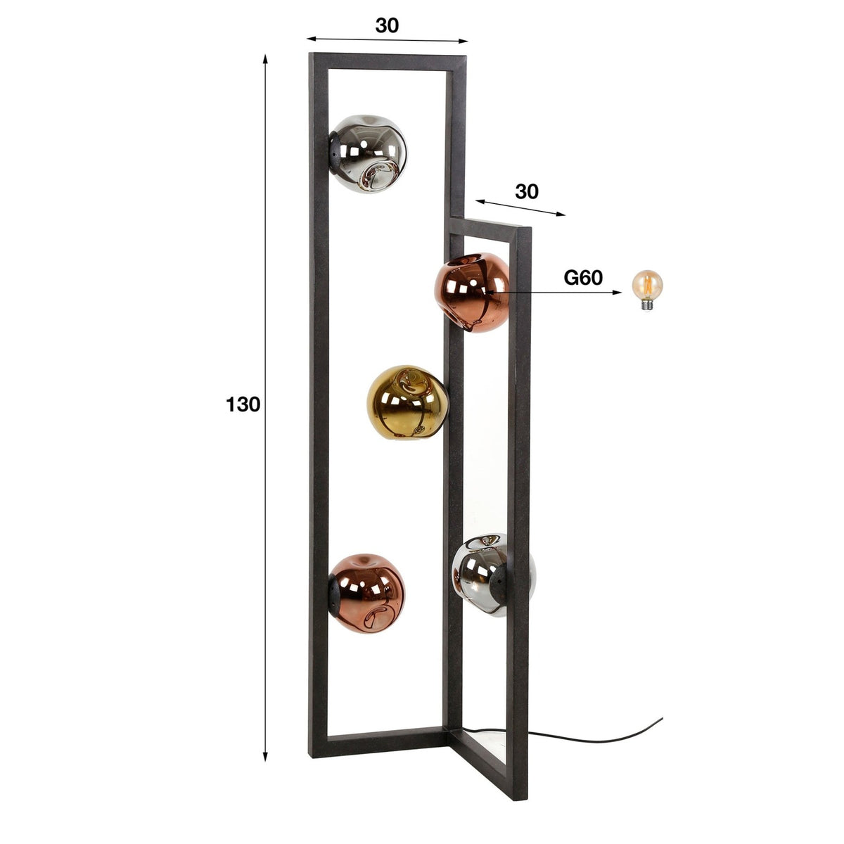 Floor lamps - Industrial Floor Lamp Ada 5 - light Colored Glass Corner - Dimehouse