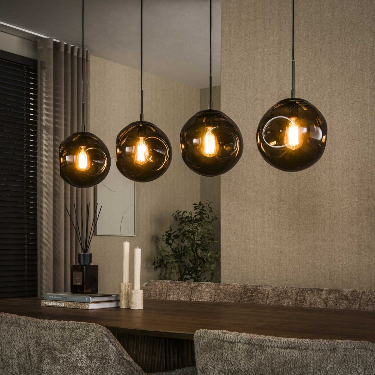 Hanging lamp-Hanging lamp Ada 4-light brown glass-Dimehouse