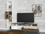 TV Furniture - TV Furniture Set Tulip White Walnut Melamine 160x166.7x29.5 cm - Dimehouse