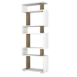 Bookcases - Design shelving unit white with walnut melamine Block 60x165x19.5 cm - Dimehouse