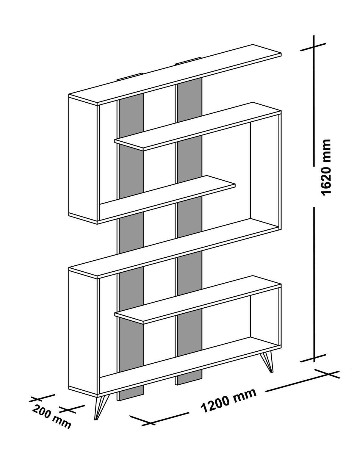 Bookcases - Bookcase Rain White Melamine 120x162x20 cm - Dimehouse