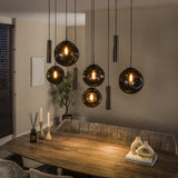 Stellar hanging lamp in sienna brown with 9 light points