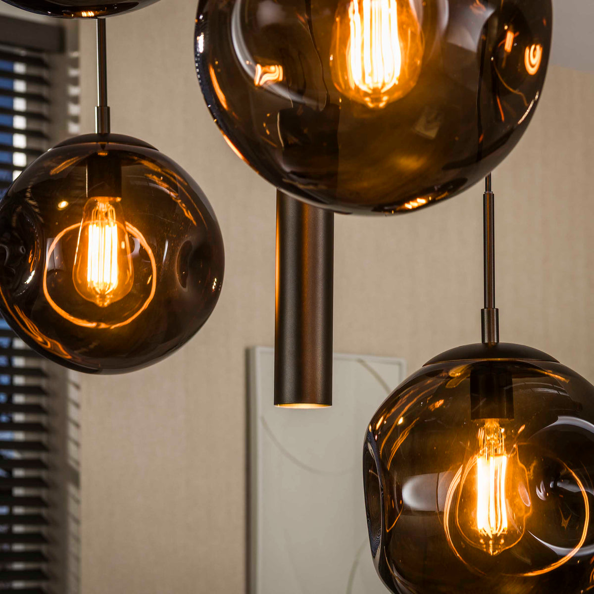 Stellar hanging lamp in sienna brown with 9 light points