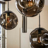Stellar hanging lamp in sienna brown with 9 light points