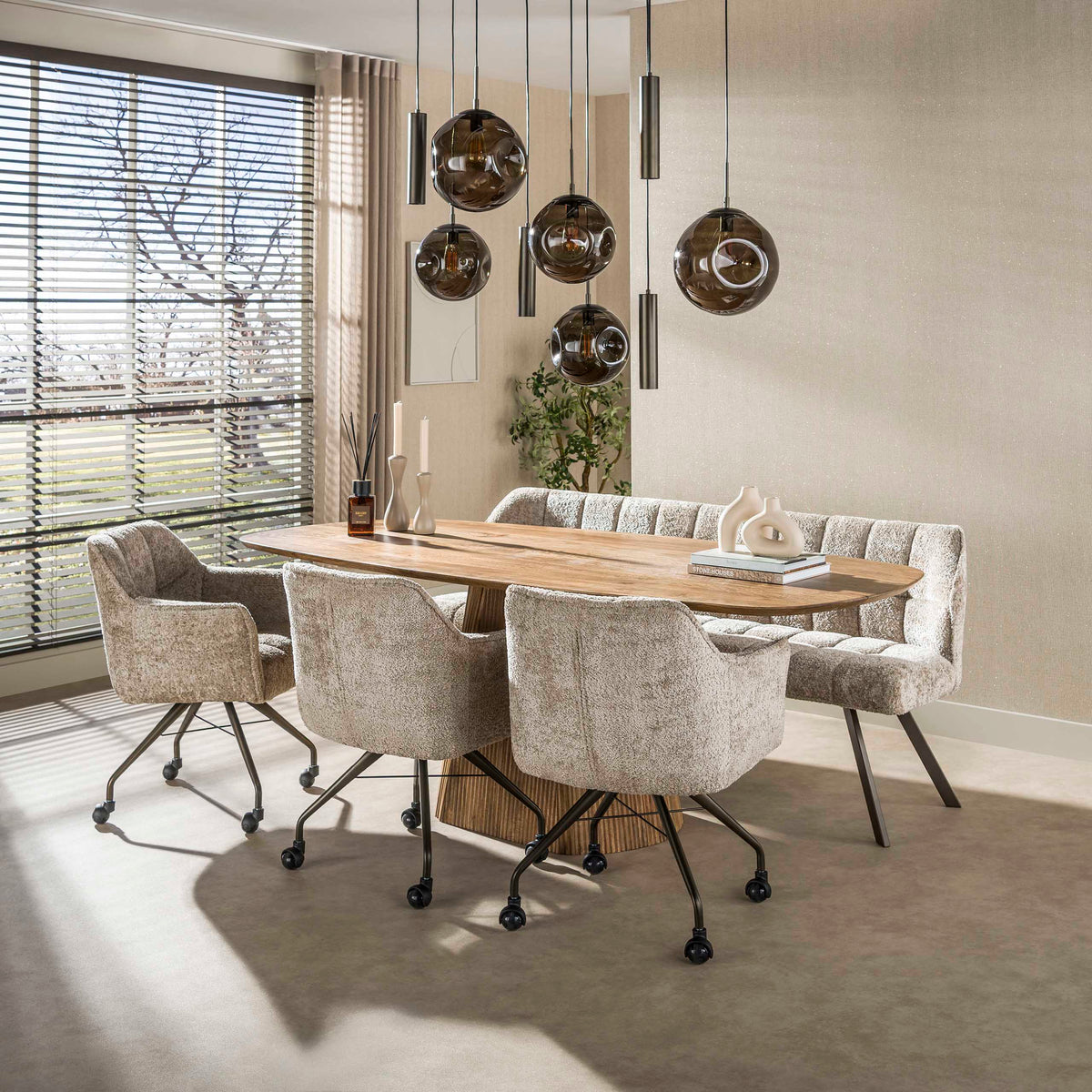Stellar hanging lamp in sienna brown with 9 light points