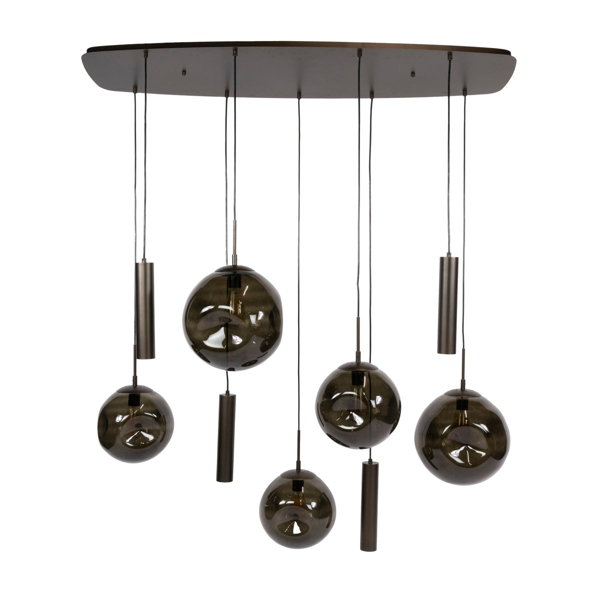 Stellar hanging lamp in sienna brown with 9 light points