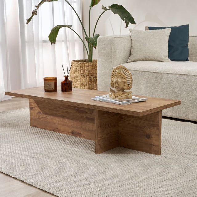 Coffee tables - Rectangular coffee table pine wood melamine - 120x45x30 cm - Portland - Dimehouse