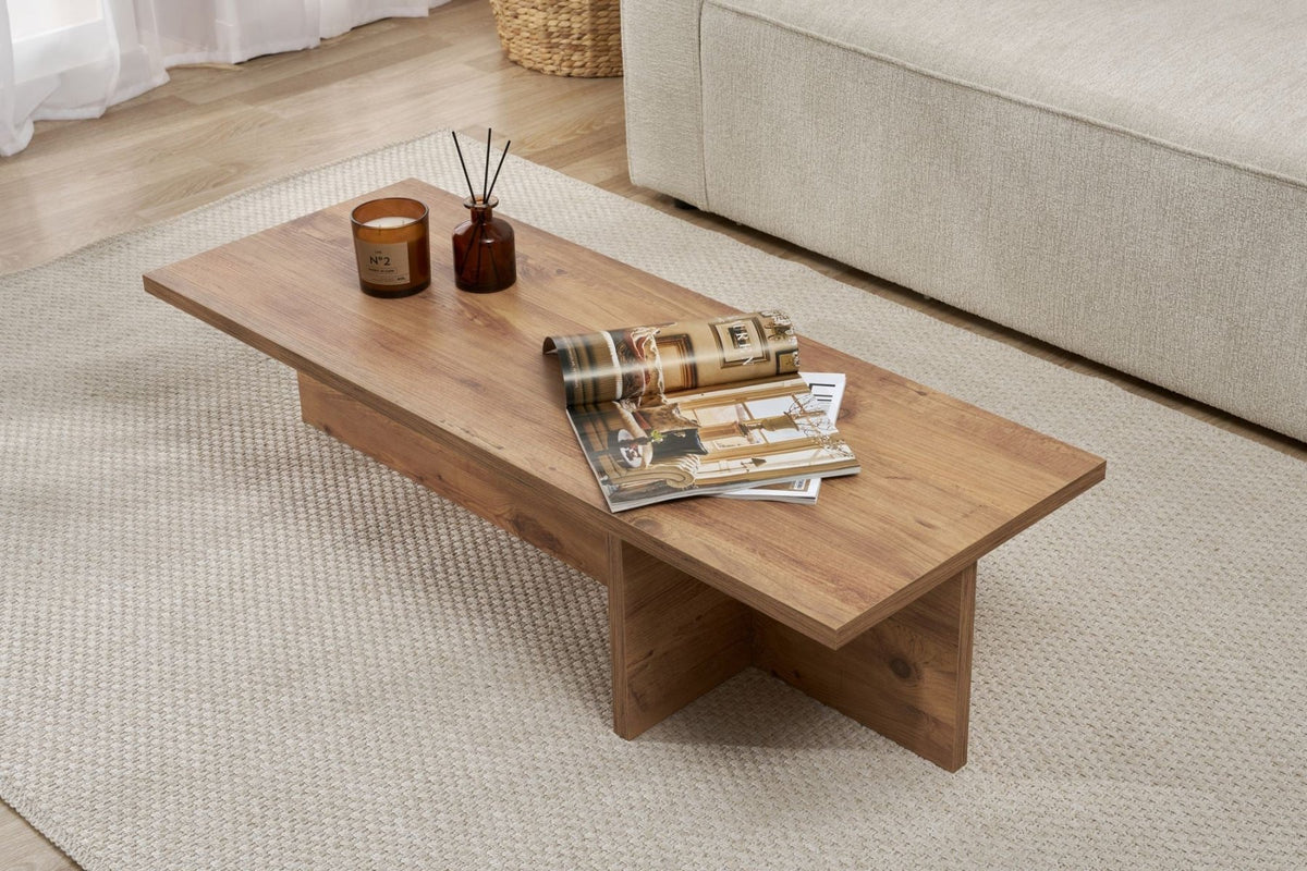 Coffee tables - Rectangular coffee table pine wood melamine - 120x45x30 cm - Portland - Dimehouse