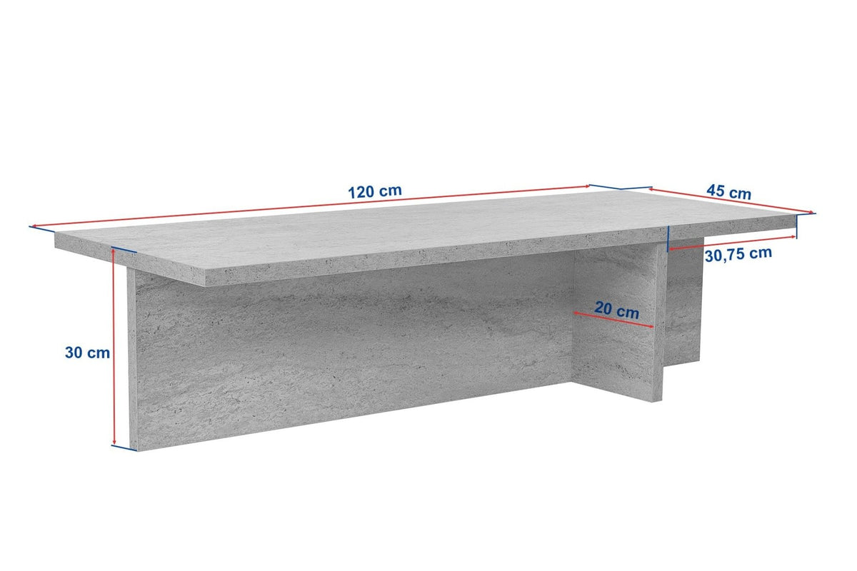 Coffee tables - Rectangular coffee table Oak melamine - 120x45x30 cm - Portland - Dimehouse