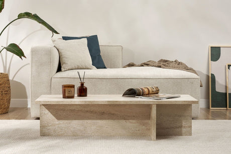 Coffee tables - Rectangular coffee table travertine melamine - 120x45x30 cm - Portland - Dimehouse