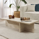 Coffee tables - Rectangular coffee table travertine melamine - 120x45x30 cm - Portland - Dimehouse