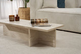Coffee tables - Rectangular coffee table travertine melamine - 120x45x30 cm - Portland - Dimehouse
