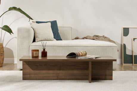Coffee tables - Rectangular coffee table walnut melamine - 120x45x30 cm - Portland - Dimehouse