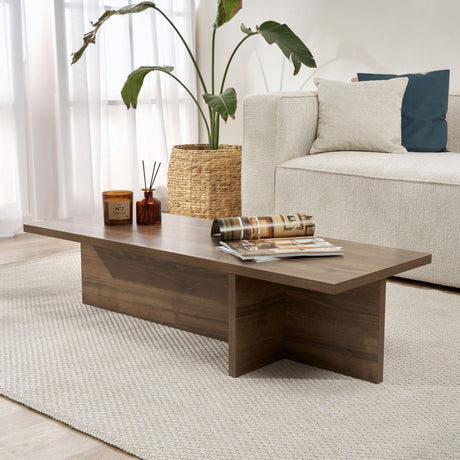 Coffee tables - Rectangular coffee table walnut melamine - 120x45x30 cm - Portland - Dimehouse