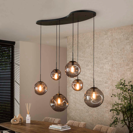 Hanging lamps - Industrial Hanging Lamp Nova Black 6 - light Beam 135 cm - Dimehouse