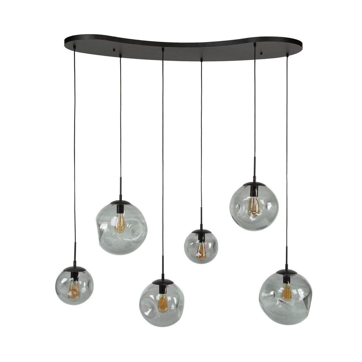 Hanging lamps - Industrial Hanging Lamp Nova Black 6 - light Beam 135 cm - Dimehouse
