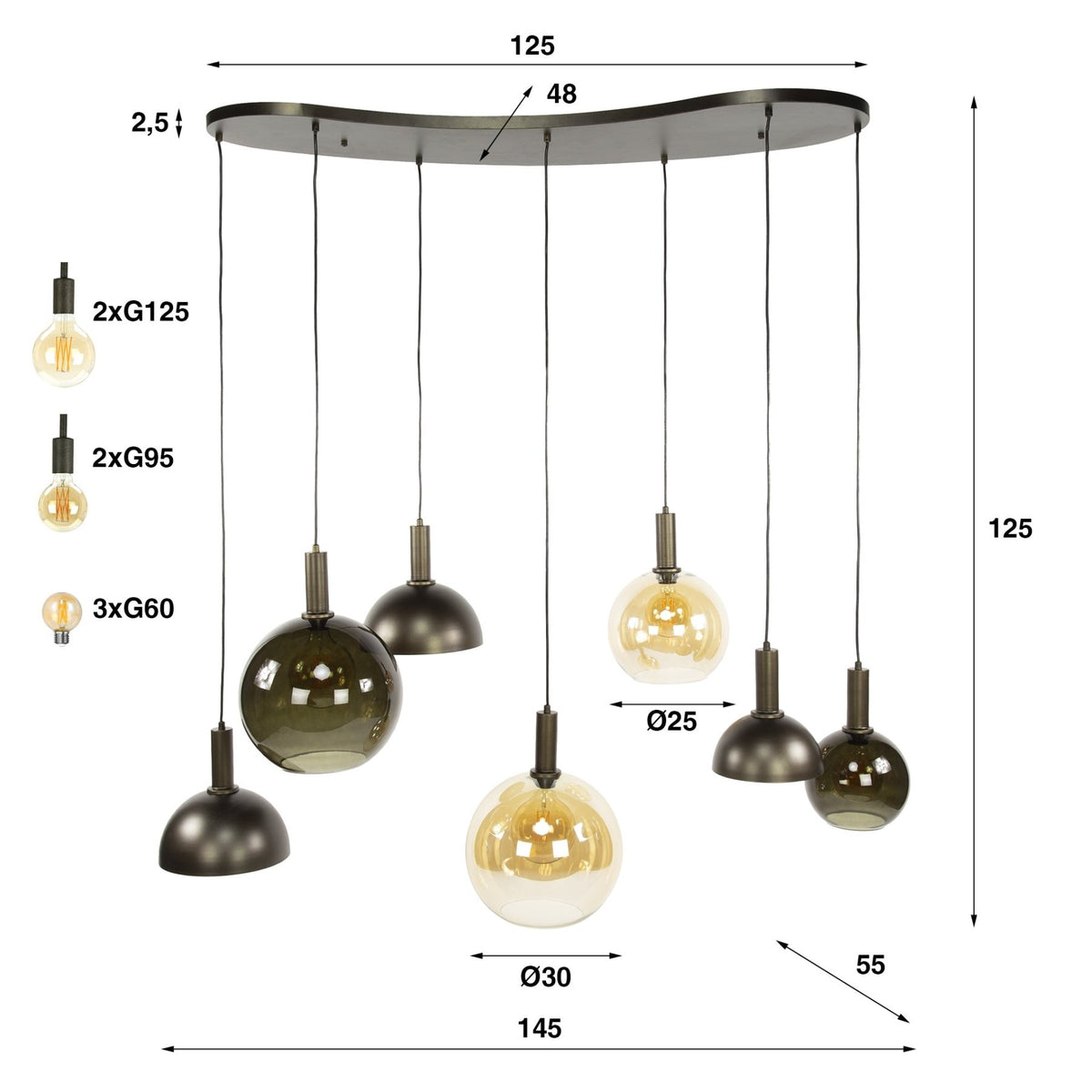 Hanging lamps - Cluster Hanging lamp Sienna 7 - light Brown - Dimehouse