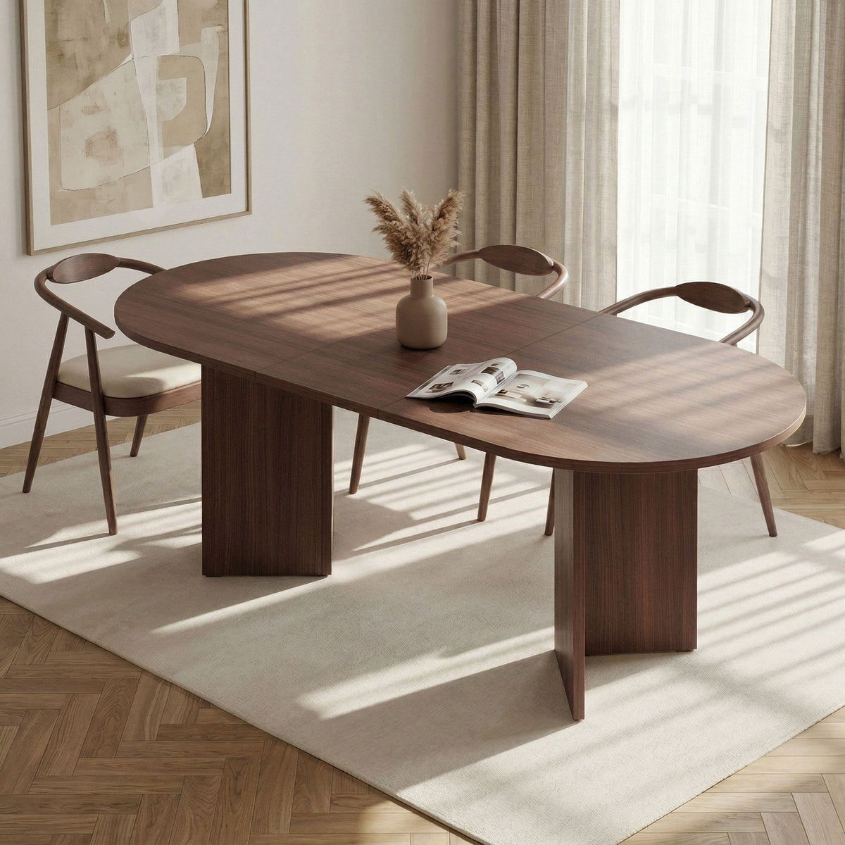 Sorell extendable dining table walnut 160 cm Melamine coated wood composite