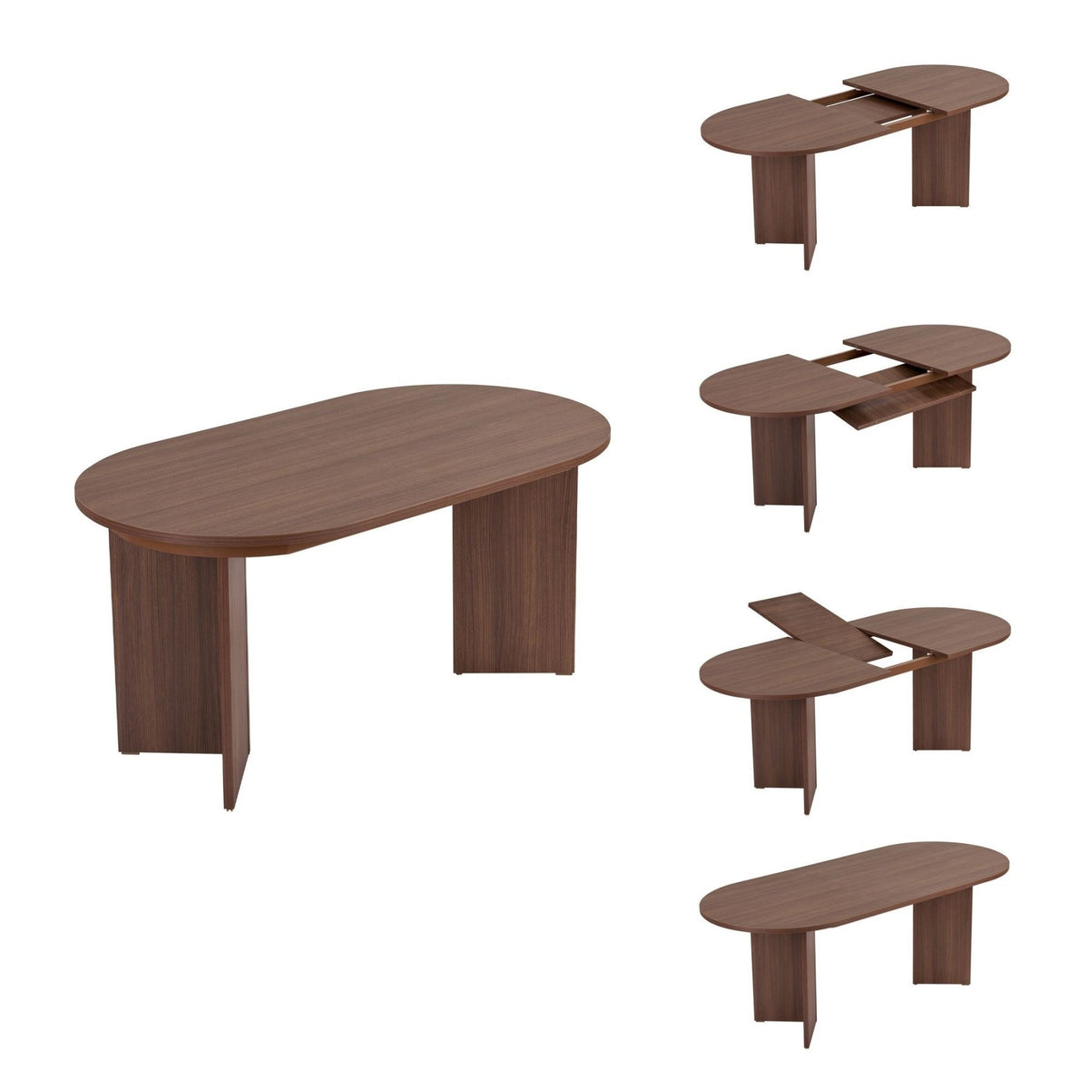Sorell extendable dining table walnut 160 cm Melamine coated wood composite