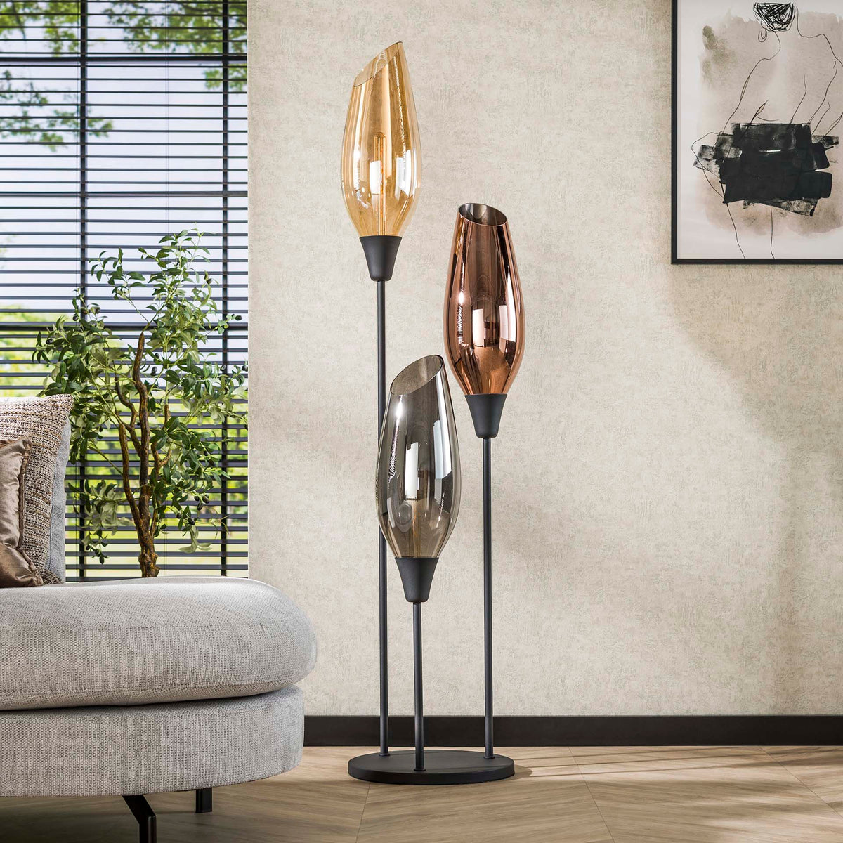 Floor lamps - Modern Floor Lamp Coco 3 - light colored glass - Dimehouse