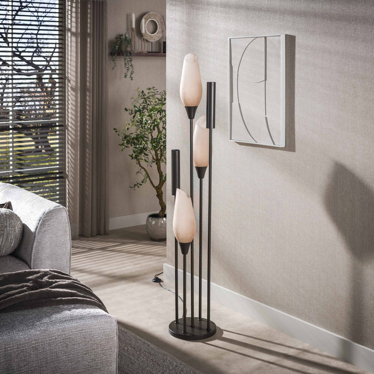 Floor lamp Cocoon 5-light brown frosted