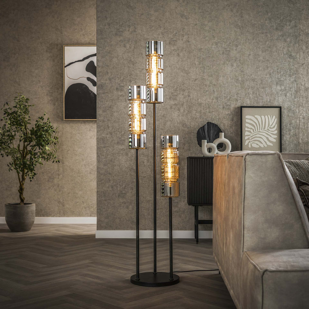 Floor lamps - Floor lamp Kik 3 - slightly stepped cylinder glass - Dimehouse